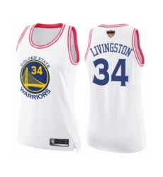 Women's Golden State Warriors #34 Shaun Livingston Swingman White Pink Fashion 2019 Basketball Finals Bound Basketball Jersey