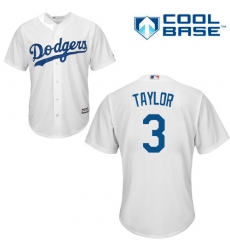 Men's Majestic Los Angeles Dodgers #3 Chris Taylor Replica White Home Cool Base MLB Jersey