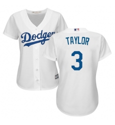 Women's Majestic Los Angeles Dodgers #3 Chris Taylor Authentic White Home Cool Base MLB Jersey
