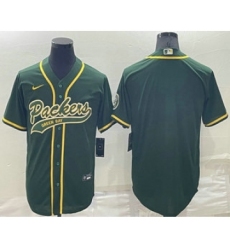 Men's Green Bay Packers Blank Green Stitched MLB Cool Base Nike Baseball Jersey