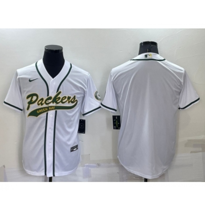 Men's Green Bay Packers Blank White Stitched MLB Cool Base Nike Baseball Jersey