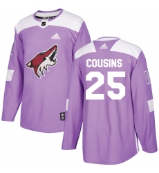 Men's Adidas Arizona Coyotes #25 Nick Cousins Authentic Purple Fights Cancer Practice NHL Jersey