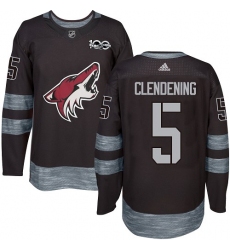 Men's Adidas Arizona Coyotes #5 Adam Clendening Premier Black 1917-2017 100th Anniversary NHL Jersey