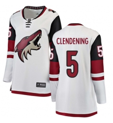 Women's Arizona Coyotes #5 Adam Clendening Authentic White Away Fanatics Branded Breakaway NHL Jersey