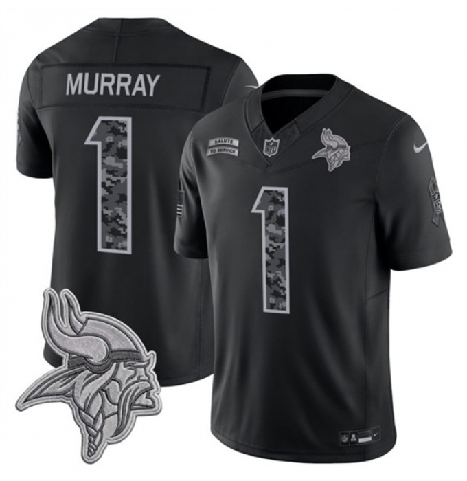 Men's Minnesota Vikings #1 Kyler Murray Black 2026 F.U.S.E. Salute to Service Limited Football Stitched Jersey