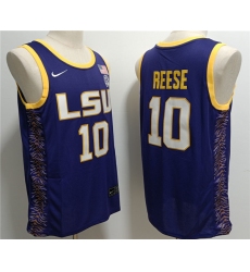 Men's LSU Tigers #10 Angel Reese Purple Stitched Baseball Jersey