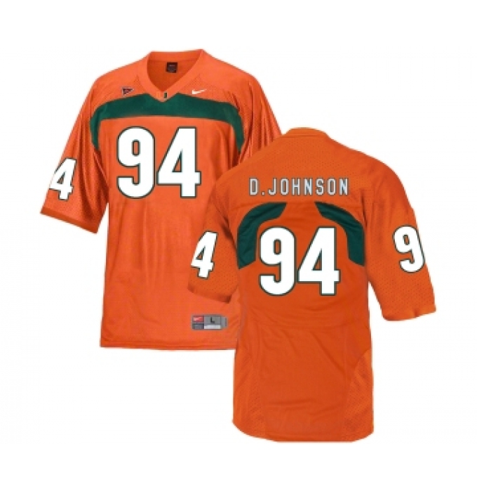 Miami Hurricanes 94 Dwayne Johnson Orange College Football Jersey