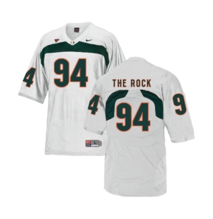 Miami Hurricanes 94 The Rock White College Football Jersey