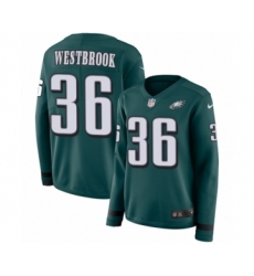 Women's Nike Philadelphia Eagles #36 Brian Westbrook Limited Green Therma Long Sleeve NFL Jersey