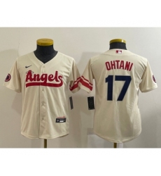 Youth Los Angeles Angels #17 Shohei Ohtani Cream 2022 City Connect Cool Base Stitched Jersey