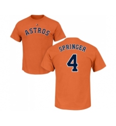MLB Nike Houston Astros #4 George Springer Orange Name & Number T-Shirt