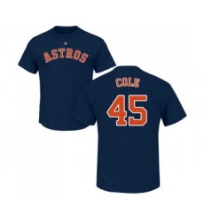 MLB Nike Houston Astros #45 Gerrit Cole Navy Blue Name & Number T-Shirt