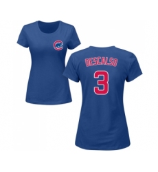 Baseball Women's Chicago Cubs #3 Daniel Descalso Royal Blue Name & Number T-Shirt