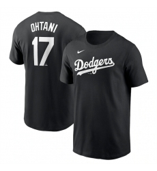 Men's Los Angeles Dodgers #17 Shohei Ohtani Black 2024 Fuse Name & Number T-Shirt