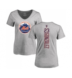 MLB Women's Nike New York Mets #23 Adrian Gonzalez Ash Backer T-Shirt