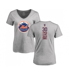 MLB Women's Nike New York Mets #30 Nolan Ryan Ash Backer T-Shirt