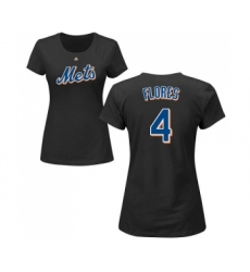 MLB Women's Nike New York Mets #4 Wilmer Flores Black Name & Number T-Shirt