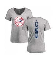MLB Women's Nike New York Yankees #27 Giancarlo Stanton Ash Backer T-Shirt