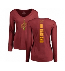 Basketball Women's Cleveland Cavaliers #10 Darius Garland Maroon Backer Long Sleeve T-Shirt