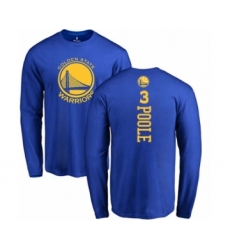 Basketball Golden State Warriors #3 Jordan Poole Royal Blue Backer Long Sleeve T-Shirt