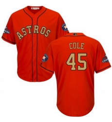 Men's Majestic Houston Astros #45 Gerrit Cole Replica Orange Alternate 2018 Gold Program Cool Base MLB Jersey