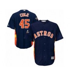 Youth Houston Astros #45 Gerrit Cole Authentic Navy Blue Alternate Cool Base 2019 World Series Bound Baseball Jersey