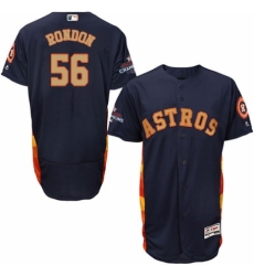 Men's Majestic Houston Astros #56 Hector Rondon Navy Blue Alternate 2018 Gold Program Flex Base Authentic Collection MLB Jersey