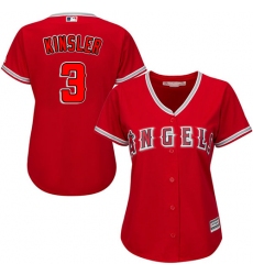Women's Majestic Los Angeles Angels of Anaheim #3 Ian Kinsler Authentic Red Alternate MLB Jersey