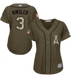 Women's Majestic Los Angeles Angels of Anaheim #3 Ian Kinsler Replica Green Salute to Service MLB Jersey