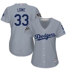 Women's Majestic Los Angeles Dodgers #33 Mark Lowe Authentic Grey Road Cool Base 2018 World Series MLB Jersey