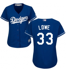 Women's Majestic Los Angeles Dodgers #33 Mark Lowe Authentic Royal Blue Alternate Cool Base MLB Jersey