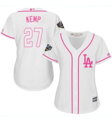 Women's Majestic Los Angeles Dodgers #27 Matt Kemp Authentic White Fashion Cool Base 2018 World Series MLB Jersey