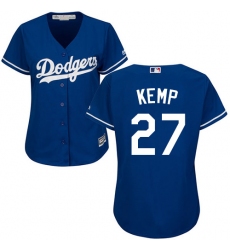 Women's Majestic Los Angeles Dodgers #27 Matt Kemp Replica Royal Blue Alternate Cool Base MLB Jersey