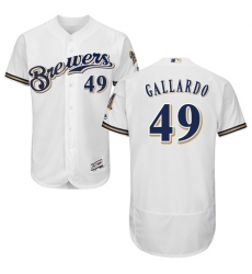 Men's Majestic Milwaukee Brewers #49 Yovani Gallardo White Home Flex Base Authentic Collection MLB Jersey