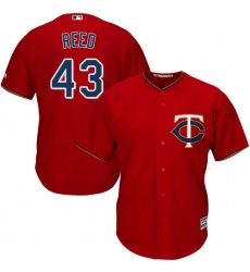 Men's Majestic Minnesota Twins #43 Addison Reed Replica Scarlet Alternate Cool Base MLB Jersey