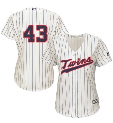 Women's Majestic Minnesota Twins #43 Addison Reed Replica Cream Alternate Cool Base MLB Jersey