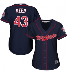 Women's Majestic Minnesota Twins #43 Addison Reed Replica Navy Blue Alternate Road Cool Base MLB Jersey