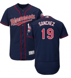 Men's Majestic Minnesota Twins #19 Anibal Sanchez Navy Blue Alternate Flex Base Authentic Collection MLB Jersey
