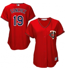 Women's Majestic Minnesota Twins #19 Anibal Sanchez Replica Scarlet Alternate Cool Base MLB Jersey