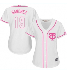 Women's Majestic Minnesota Twins #19 Anibal Sanchez Replica White Fashion Cool Base MLB Jersey