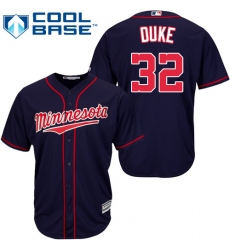 Youth Majestic Minnesota Twins #32 Zach Duke Replica Navy Blue Alternate Road Cool Base MLB Jersey