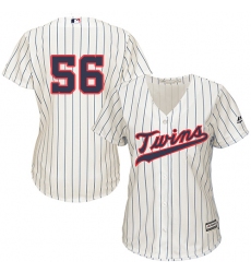 Women's Majestic Minnesota Twins #56 Fernando Rodney Replica Cream Alternate Cool Base MLB Jersey