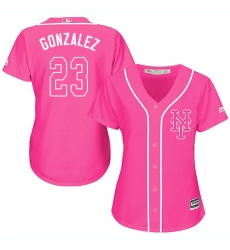 Women's Majestic New York Mets #23 Adrian Gonzalez Replica Pink Fashion Cool Base MLB Jersey