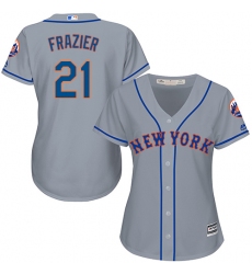 Women's Majestic New York Mets #21 Todd Frazier Authentic Grey Road Cool Base MLB Jersey
