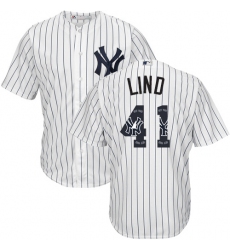 Men's Majestic New York Yankees #41 Adam Lind Authentic White Team Logo Fashion MLB Jersey