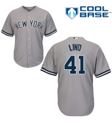 Men's Majestic New York Yankees #41 Adam Lind Replica Grey Road MLB Jersey
