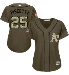 Women's Majestic Oakland Athletics #25 Stephen Piscotty Replica Green Salute to Service MLB Jersey