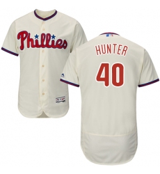 Men's Majestic Philadelphia Phillies #40 Tommy Hunter Cream Alternate Flex Base Authentic Collection MLB Jersey
