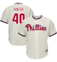 Youth Majestic Philadelphia Phillies #40 Tommy Hunter Authentic Cream Alternate Cool Base MLB Jersey