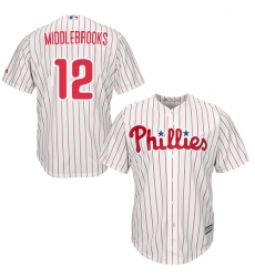 Men's Majestic Philadelphia Phillies #12 Will Middlebrooks Replica White/Red Strip Home Cool Base MLB Jersey